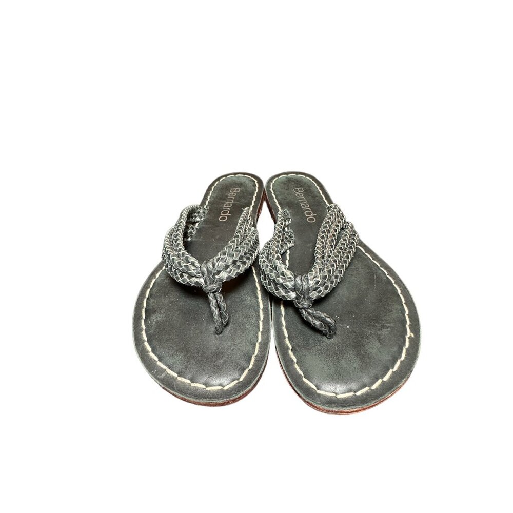 Bernardo black braided thong slipper sandal slides 8M - Picture 1 of 6